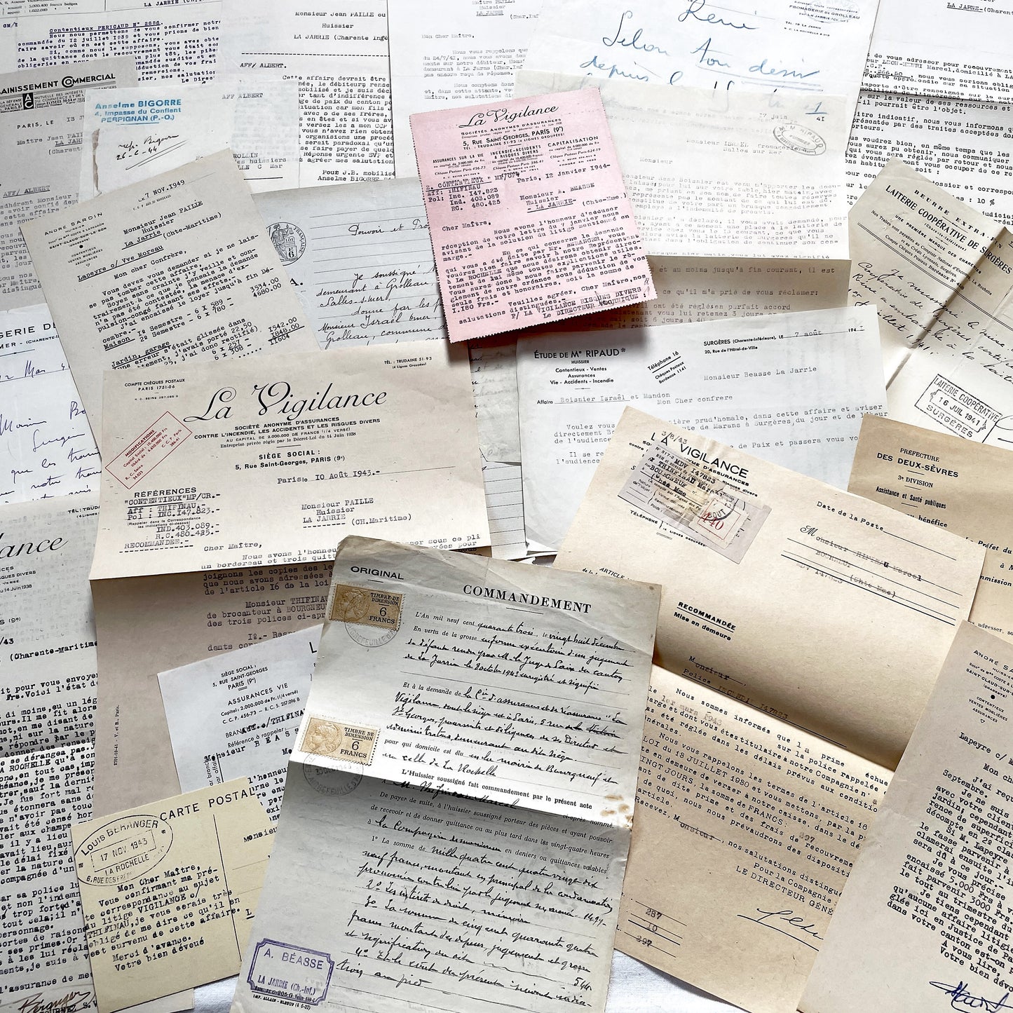 1940s - Vintage Ephemera Lot – French Letters, Invoices & Legal Documents from Notary Archive