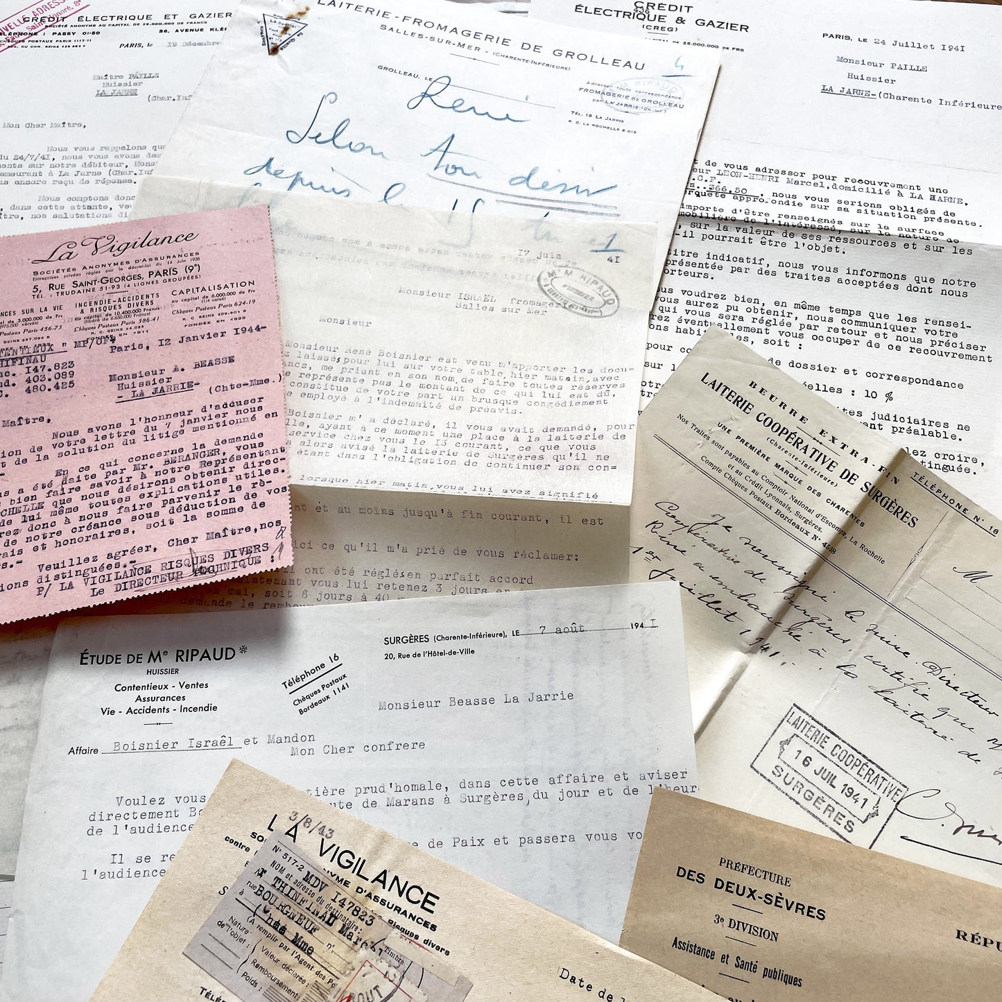 1940s - Vintage Ephemera Lot – French Letters, Invoices & Legal Documents from Notary Archive