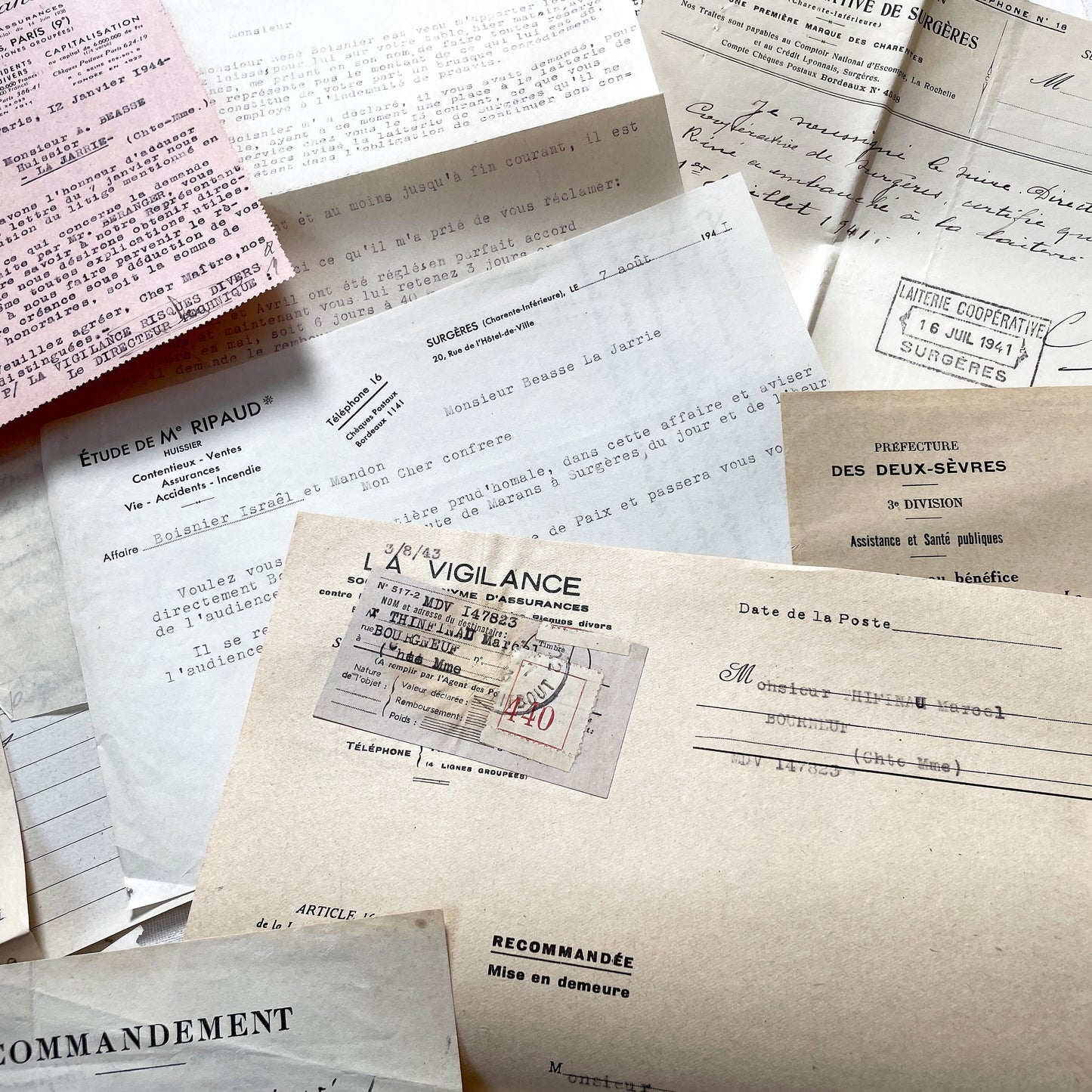 1940s - Vintage Ephemera Lot – French Letters, Invoices & Legal Documents from Notary Archive