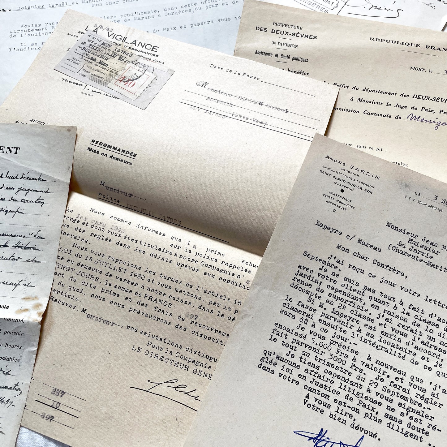 1940s - Vintage Ephemera Lot – French Letters, Invoices & Legal Documents from Notary Archive