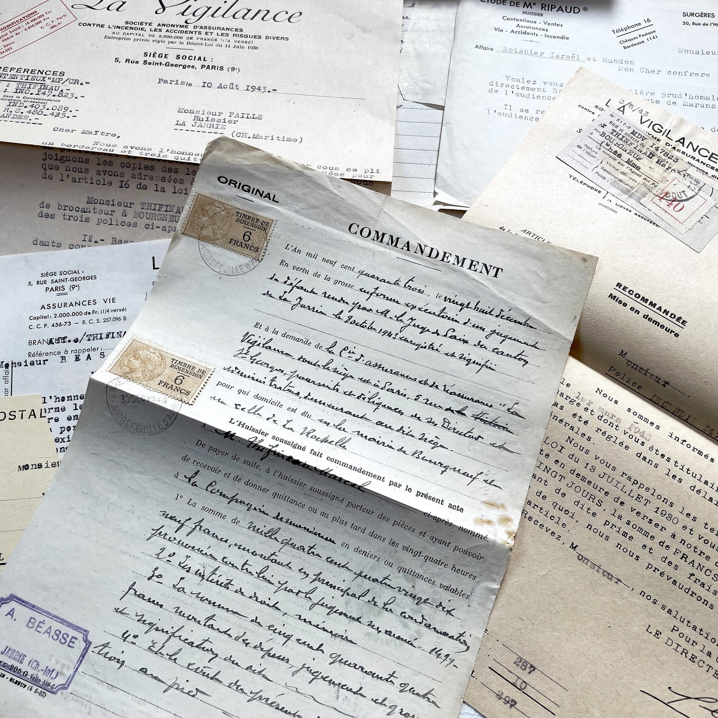 1940s - Vintage Ephemera Lot – French Letters, Invoices & Legal Documents from Notary Archive