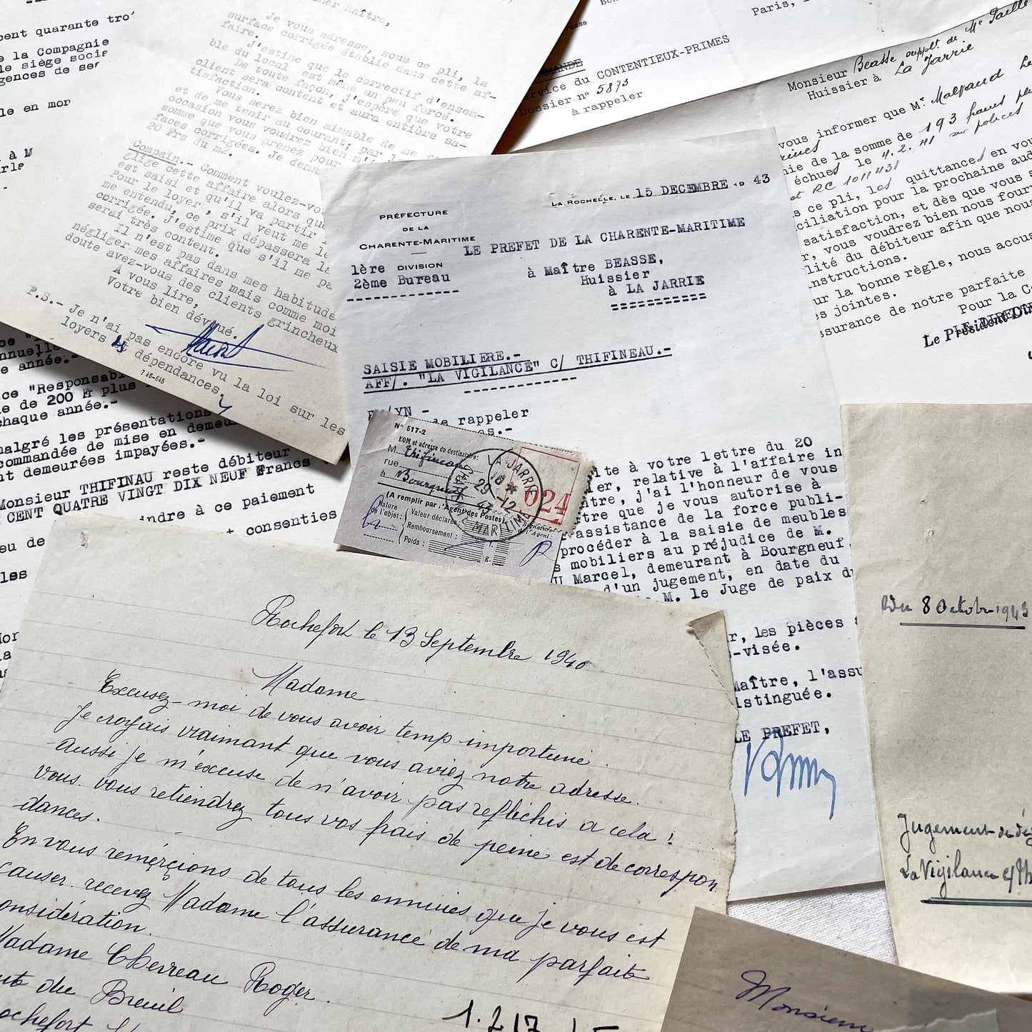 1940s - Vintage Ephemera Lot – French Letters, Invoices & Legal Documents from Notary Archive