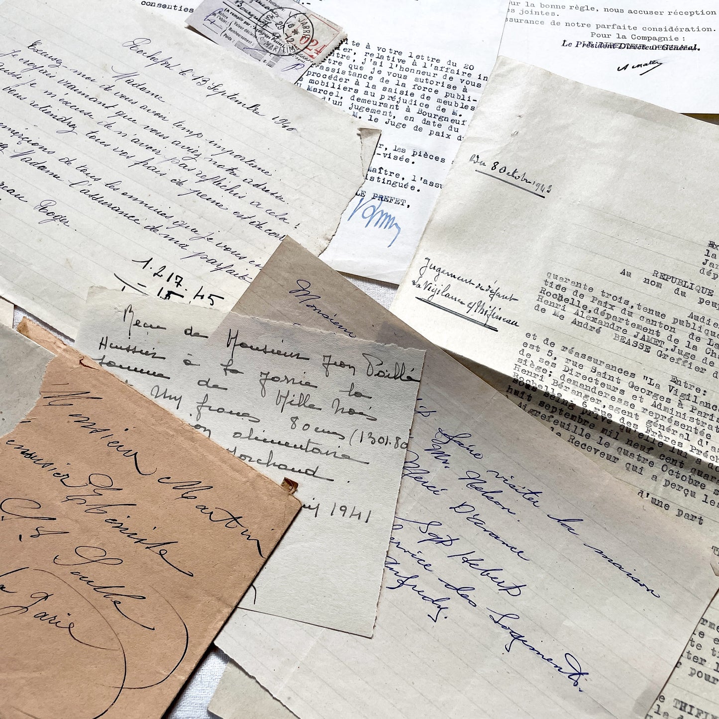 1940s - Vintage Ephemera Lot – French Letters, Invoices & Legal Documents from Notary Archive