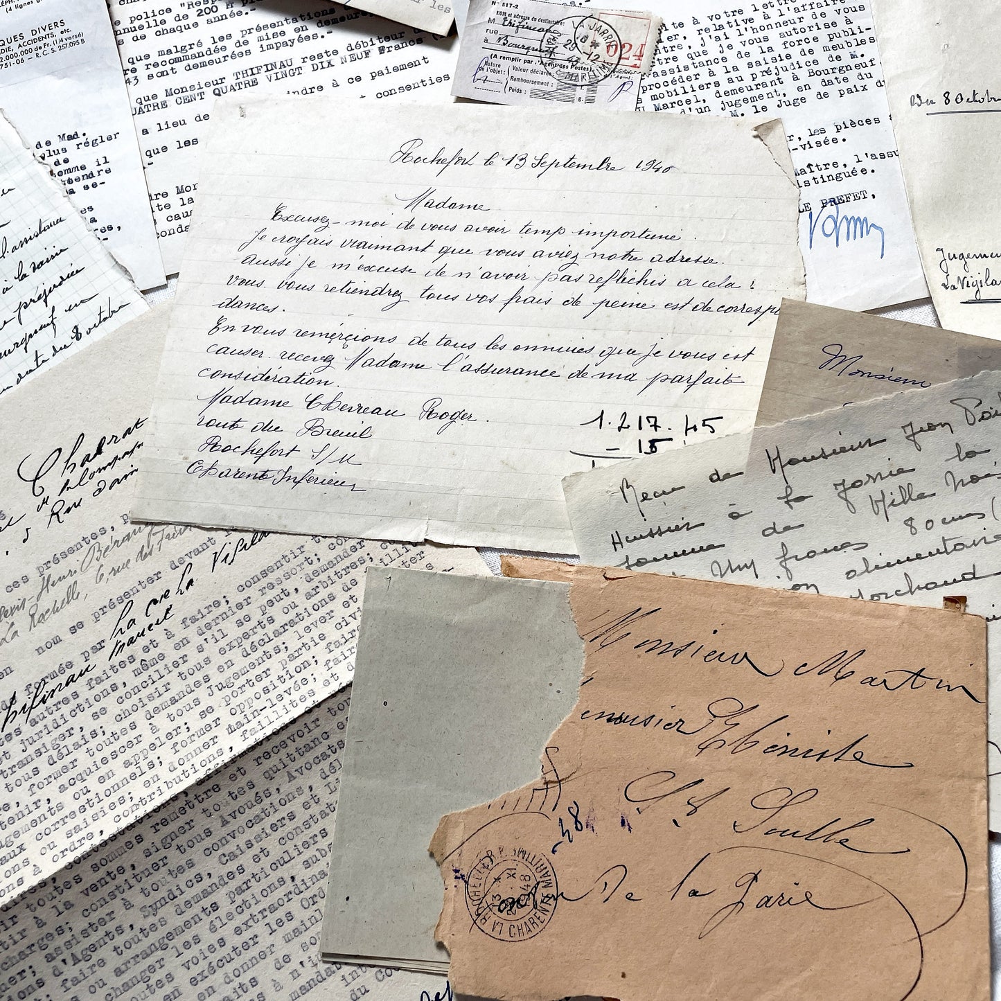 1940s - Vintage Ephemera Lot – French Letters, Invoices & Legal Documents from Notary Archive