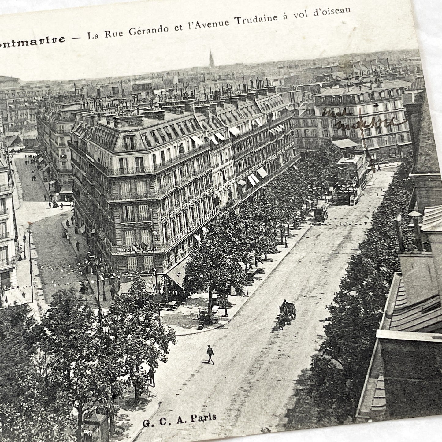 1910s - Vintage Montmartre Postcard - Paris Rue Gerando Avenue Trudaine Cityscape - Sacre Coeur View - Historic French Ephemera