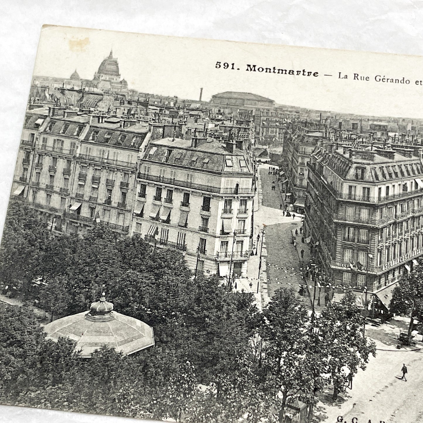 1910s - Vintage Montmartre Postcard - Paris Rue Gerando Avenue Trudaine Cityscape - Sacre Coeur View - Historic French Ephemera