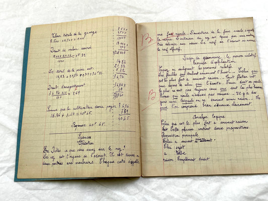 1920s - French School Notebook - Young Girl's Studies - Vintage French Education - Historical Classroom Ephemera from France