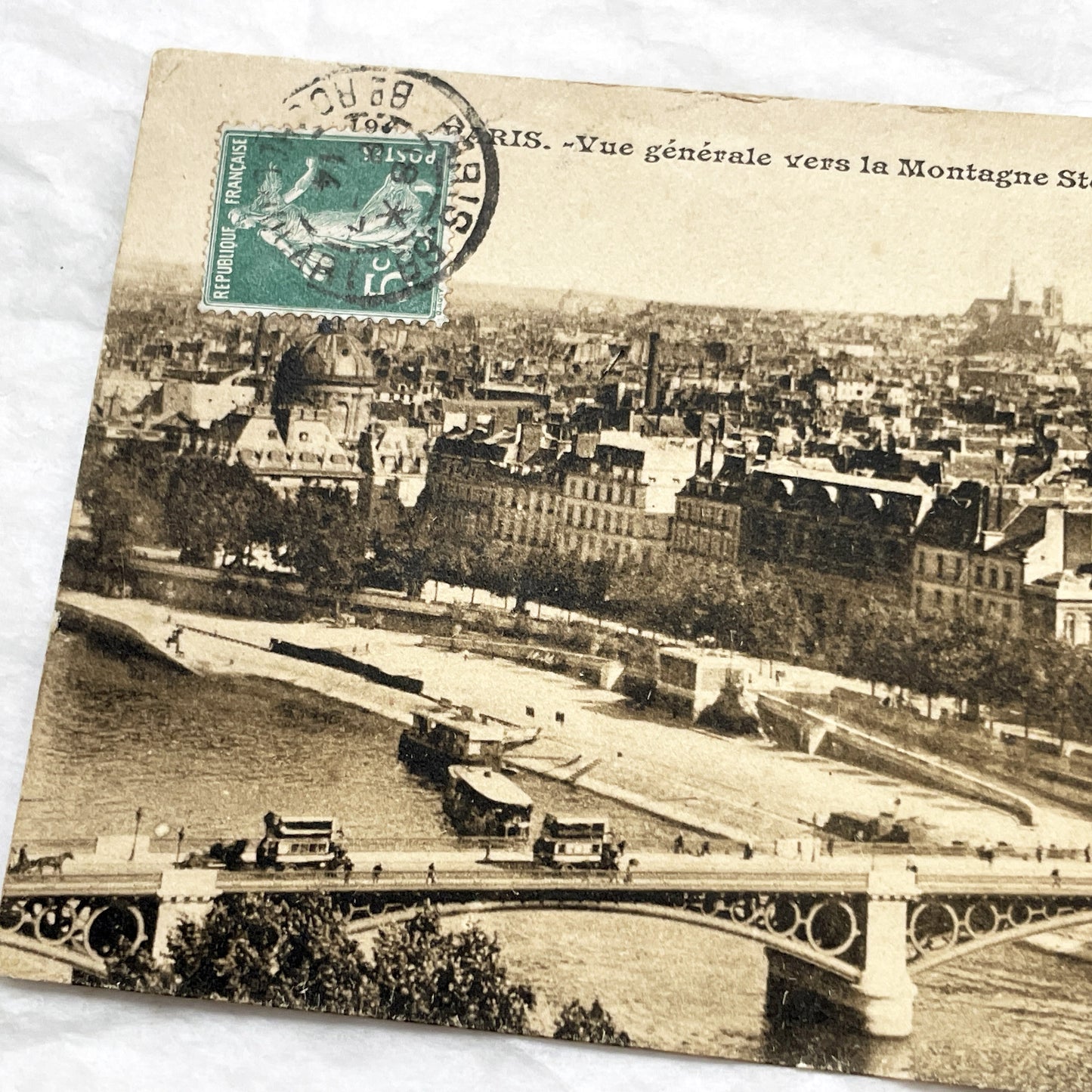 1901s - Vintage Paris Postcard - Panoramic Seine River View - Montagne Sainte-Geneviève - Pantheon - Notre Dame - Historic French Scenery