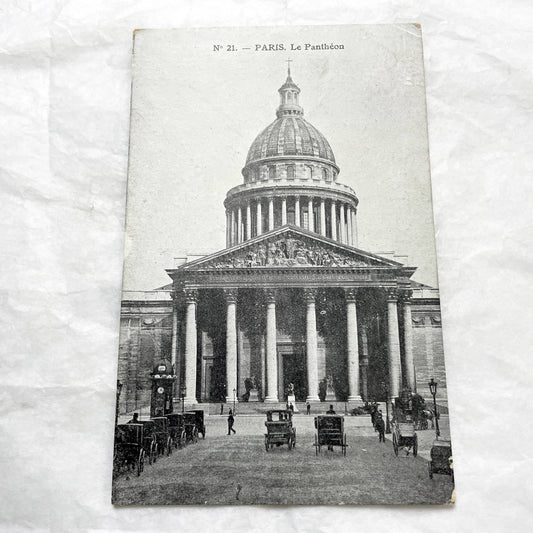 1910s - Historic Paris Pantheon Postcard - Vintage French Architecture Souvenir - Grand Monument View - Parisian Street Scene