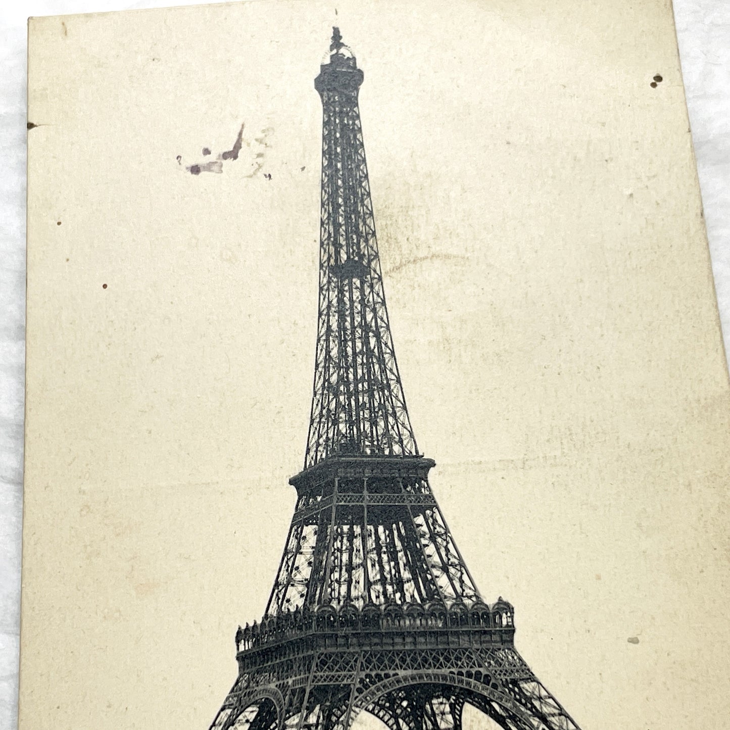 1910s - Vintage Paris Eiffel Tower Postcard - Seine River Boat - Landmark View - Parisian Belle Époque Souvenir - Architectural Masterpiece