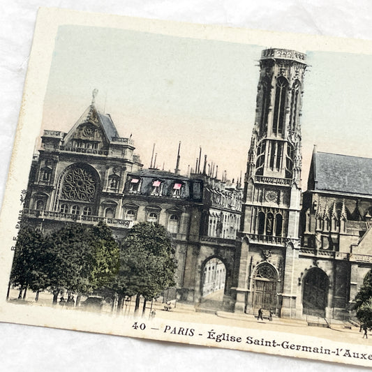 1900s - Vintage Paris Postcard - Église Saint-Germain-l'Auxerrois Historical Church - French Gothic Architecture Landmark View
