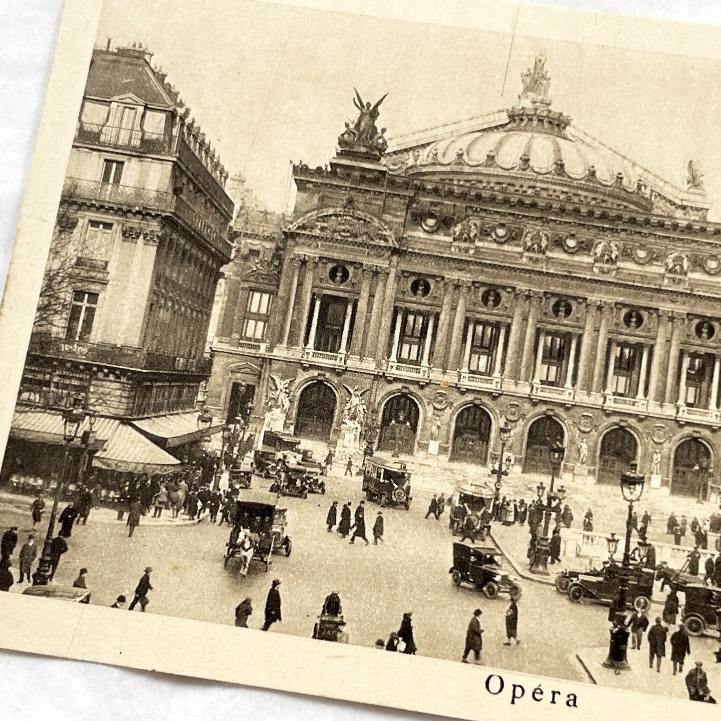 1910s - Paris Opéra Garnier Vintage Postcard-Historic French Architecture Ephemera-Bustling City Street Scene Collectible Landmark