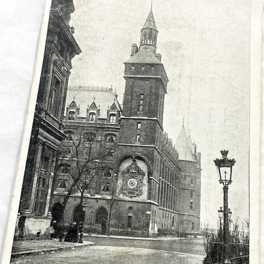 1900s - Vintage Paris Postcard - Horloge du Palais de Justice - Historic Parisian Landmark - Black And White Photography