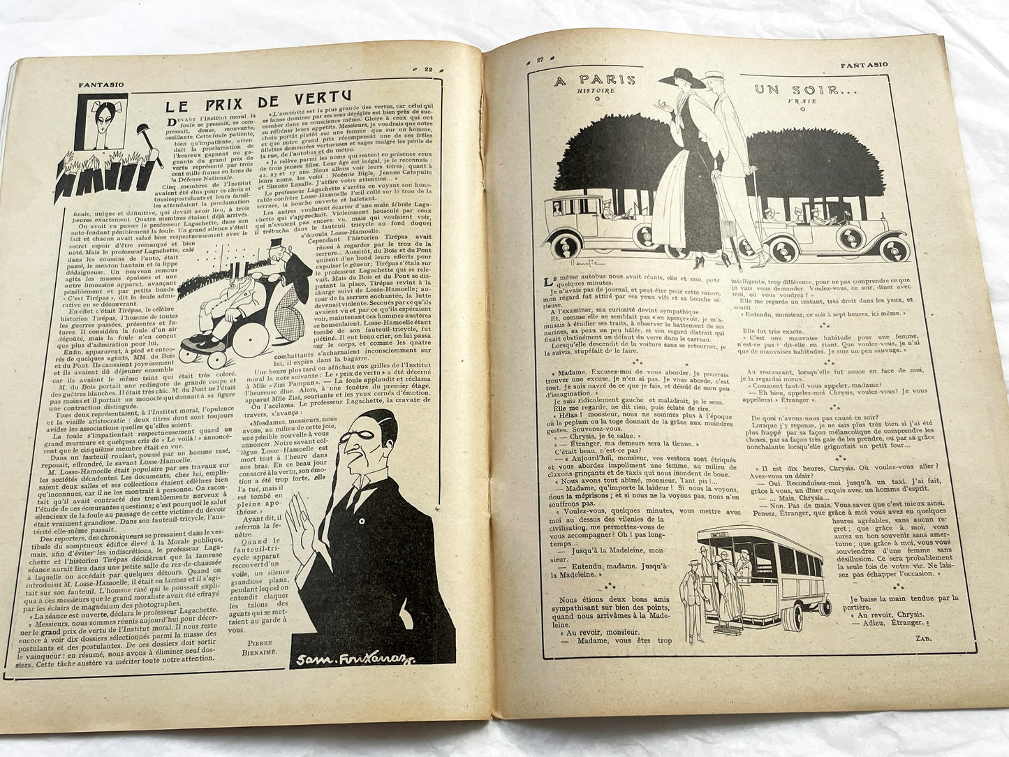 1920s - French magazine "Fantasio" with articles, photos, advertising, etc. - 1922 - 30 pages - Two pages missing