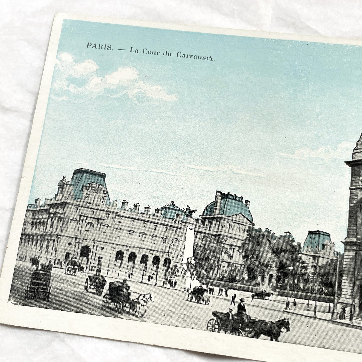 1900s - Vintage Paris Postcard - La Cour du Carrousel - Louvre Palace - French Architecture - Horse Carriages - Early 20th Century