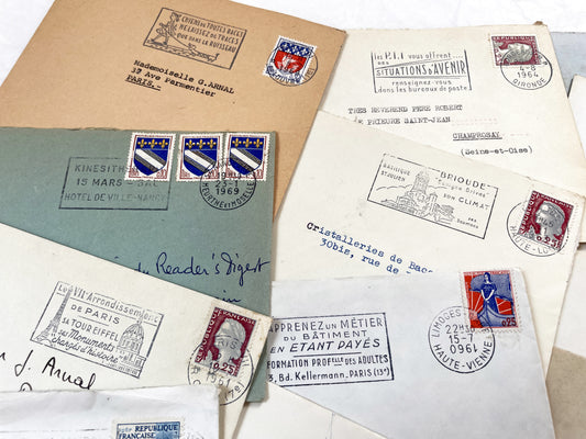 1960s - Lot of 20 Vintage French Envelopes – 1960s Ephemera for Junk Journals, Collage & Paper Crafts