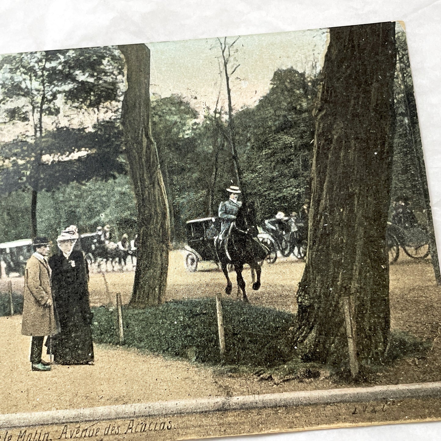 1900s - Vintage Paris Postcard - Bois de Boulogne Avenue des Acacias Morning Scene - French Ephemera - Belle Epoque Stroll