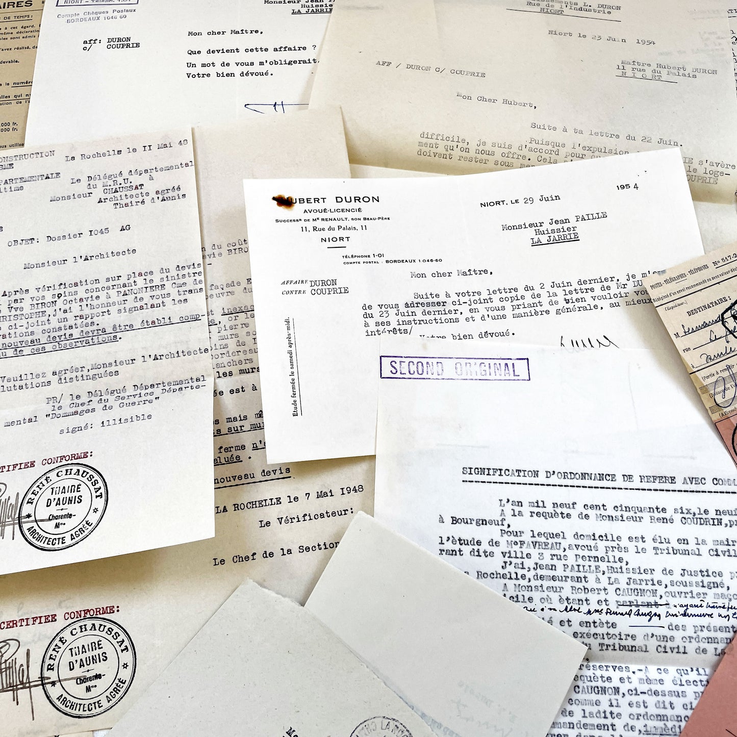 1950s - Vintage Ephemera Lot – French Letters, Invoices & Legal Documents from Notary Archive