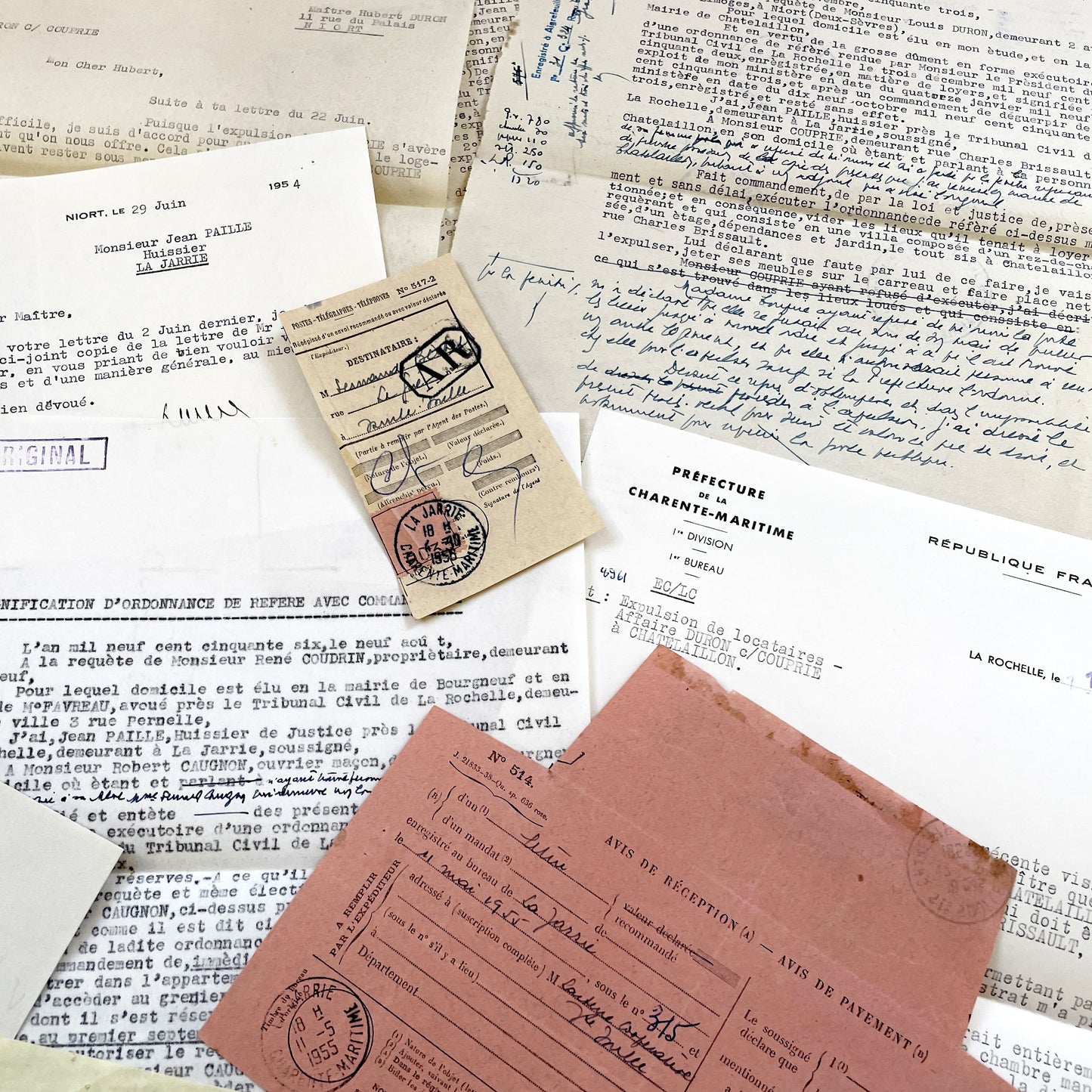 1950s - Vintage Ephemera Lot – French Letters, Invoices & Legal Documents from Notary Archive