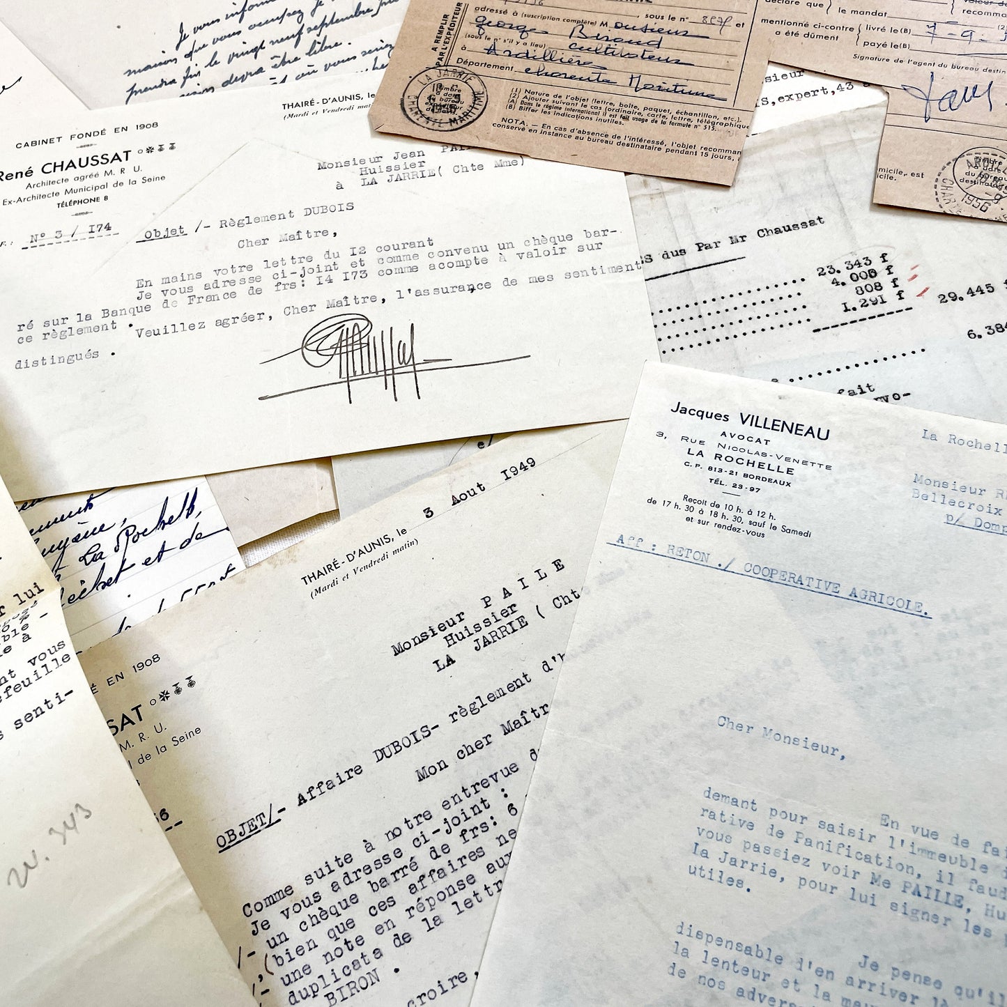 1950s - Vintage Ephemera Lot – French Letters, Invoices & Legal Documents from Notary Archive