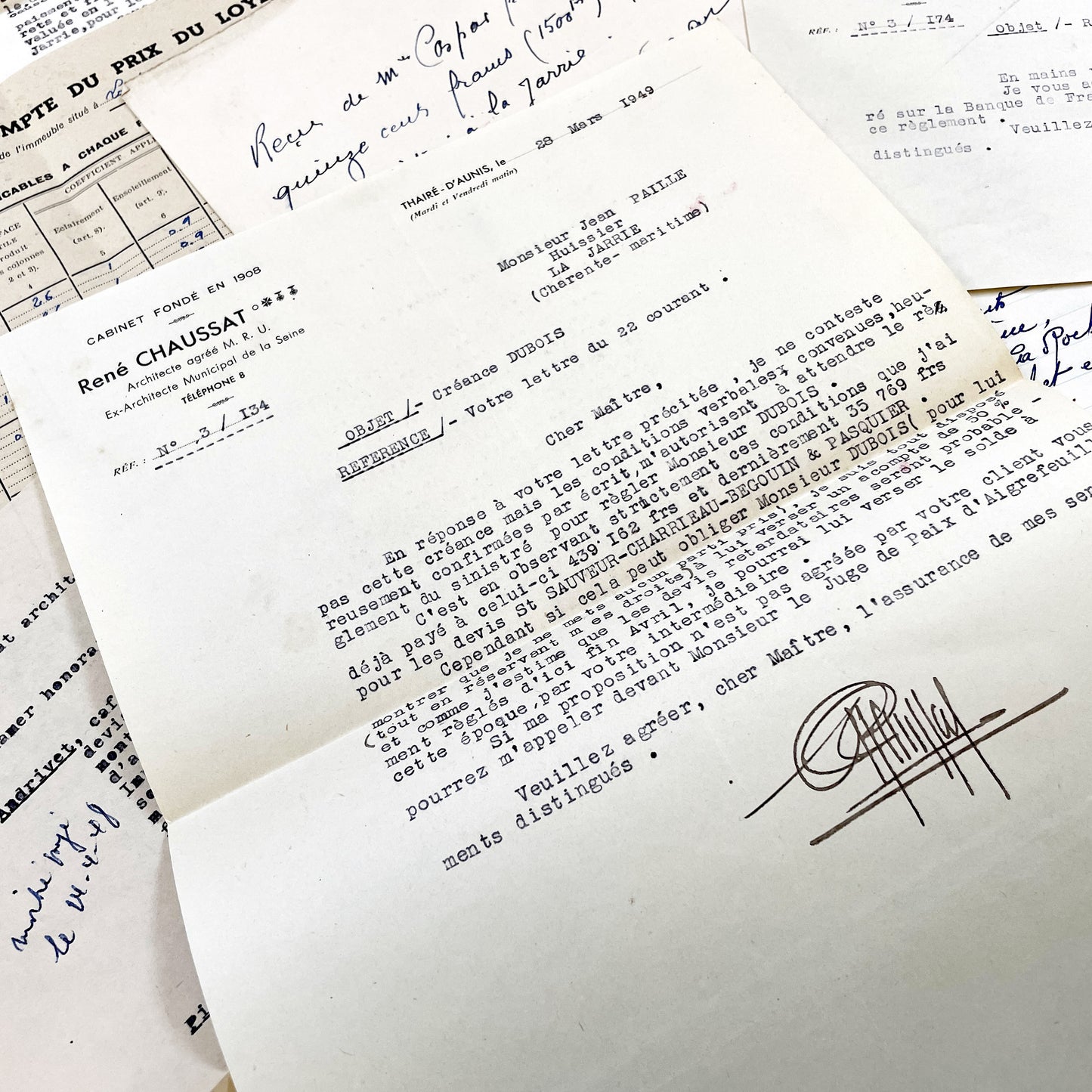 1950s - Vintage Ephemera Lot – French Letters, Invoices & Legal Documents from Notary Archive