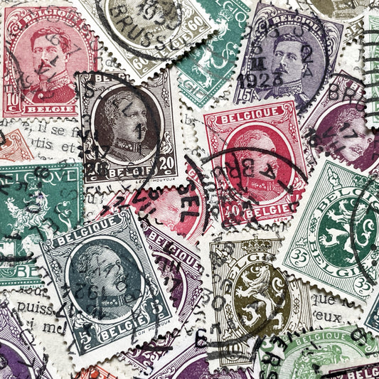 1910s - Vintage Belgian Postage Stamps Collection - Historical Philately Lot - King Albert I - European Memorabilia