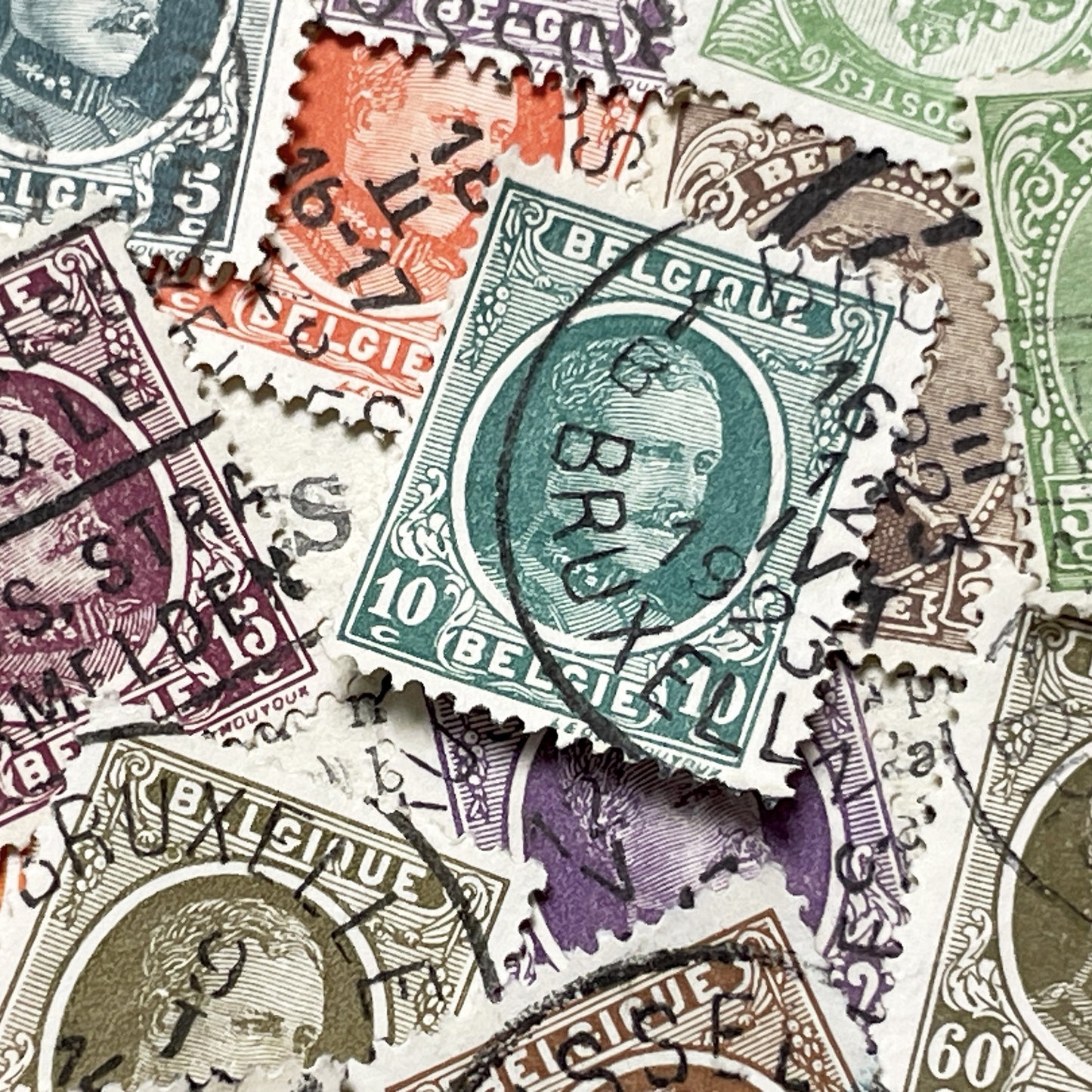 1910s - Vintage Belgian Postage Stamps Collection - Historical Philately Lot - King Albert I - European Memorabilia