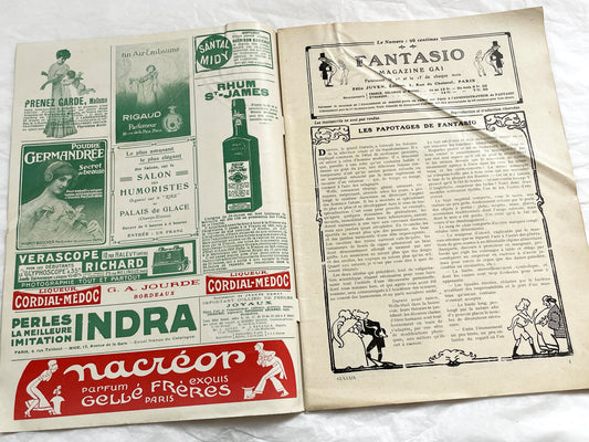 1910s - French magazine "Fantasio" with articles, photos, advertising, etc. - 1914 - 40 pages - First folded pages