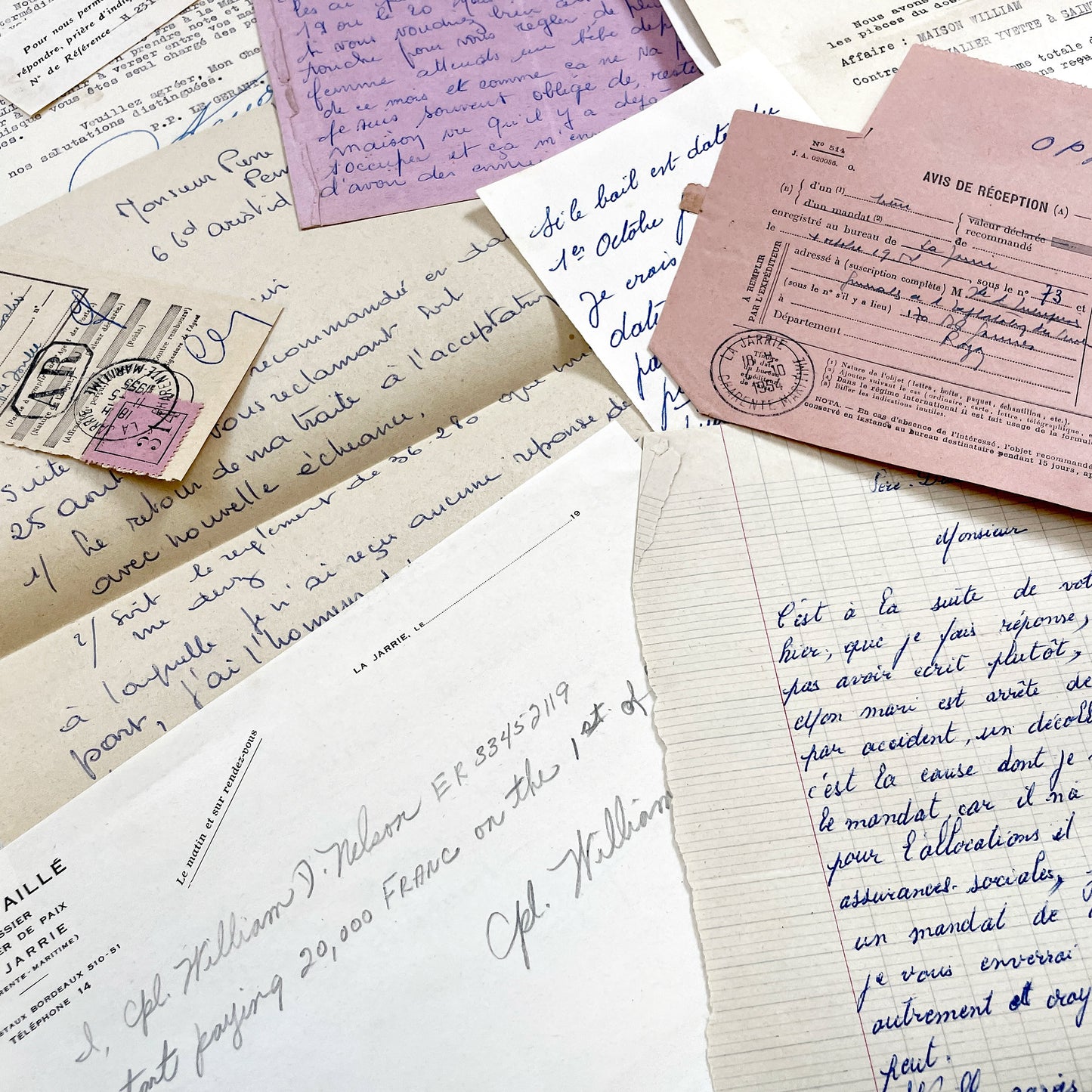 1950s - Vintage Ephemera Lot – French Letters, Invoices & Legal Documents from Notary Archive