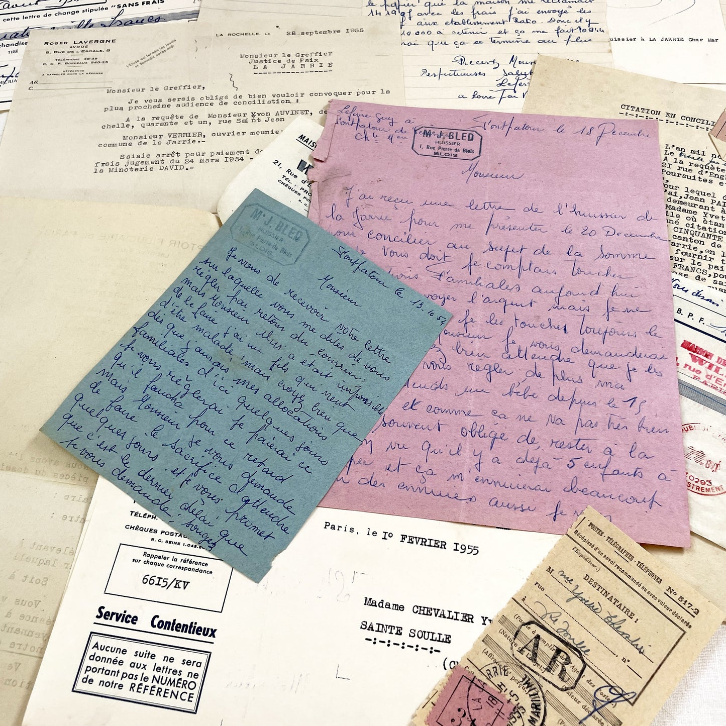 1950s - Vintage Ephemera Lot – French Letters, Invoices & Legal Documents from Notary Archive