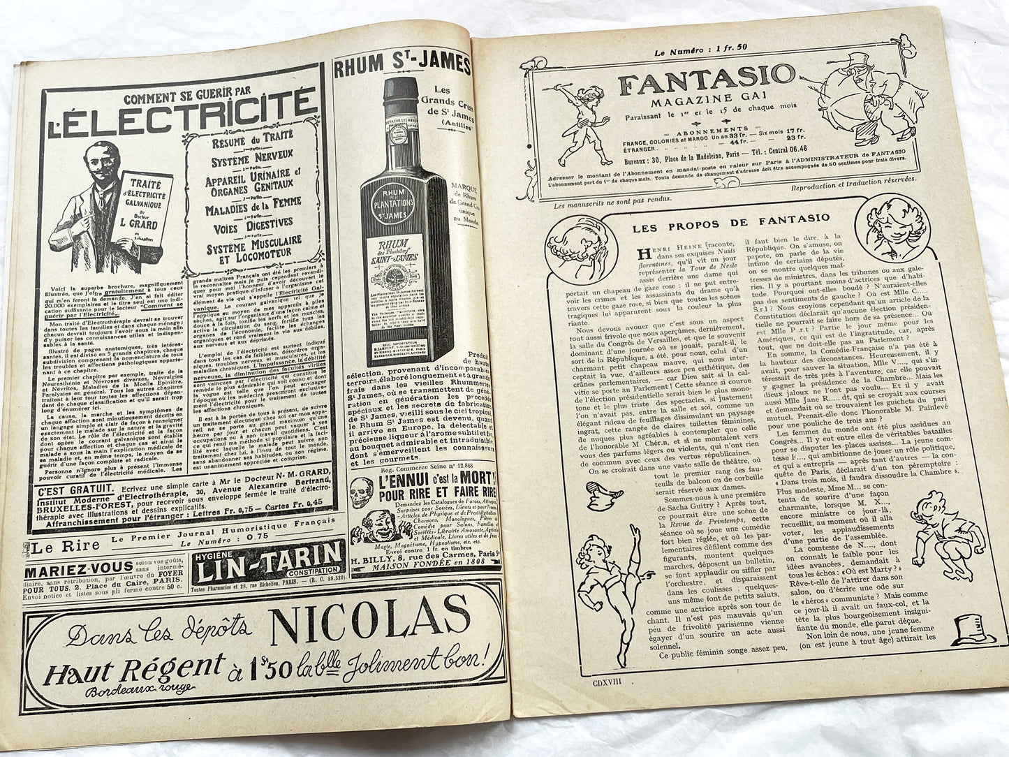 1920s - French magazine "Fantasio" with articles, photos, advertising, etc. - 1924 - 36 pages