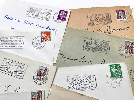 1960s - Lot of 20 Vintage French Envelopes – 1960s Ephemera for Junk Journals, Collage & Paper Crafts