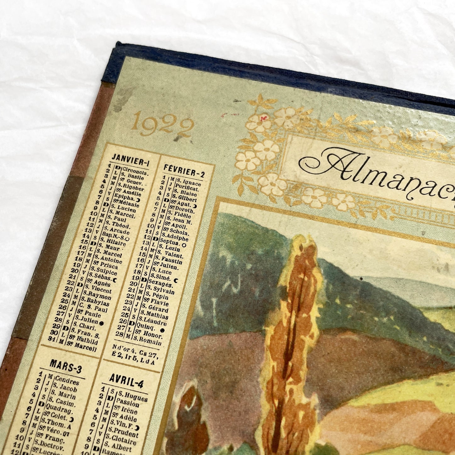 1920s - Vintage French Postal & Telegraph Almanac Illustrated Alsatian Scene with Geese - Historical Folk Culture Document