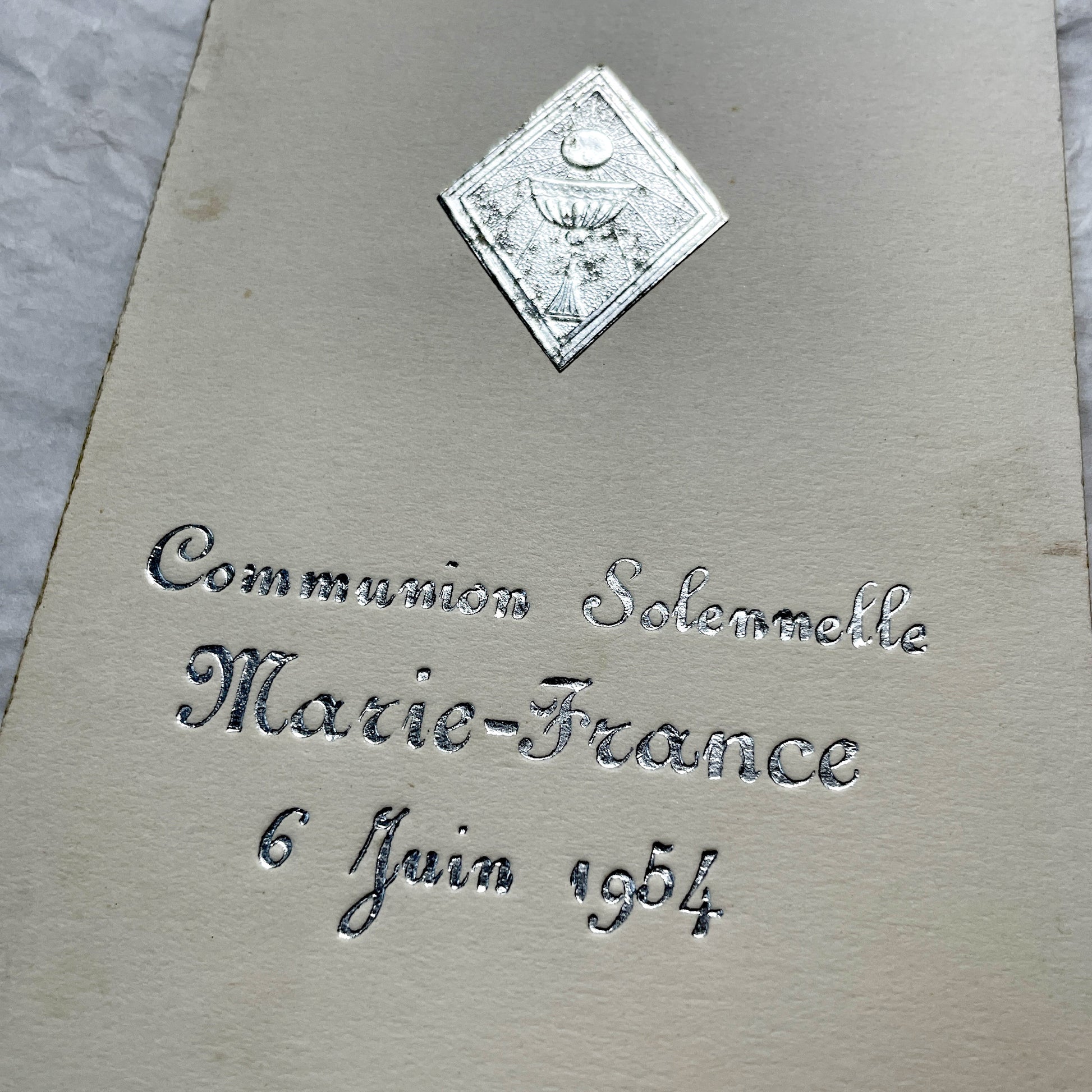 1950s - Vintage French First Communion Menu- 1954 - Religious Document - Gourmet Dinner - Lunch Cuisine - Rare Collectible