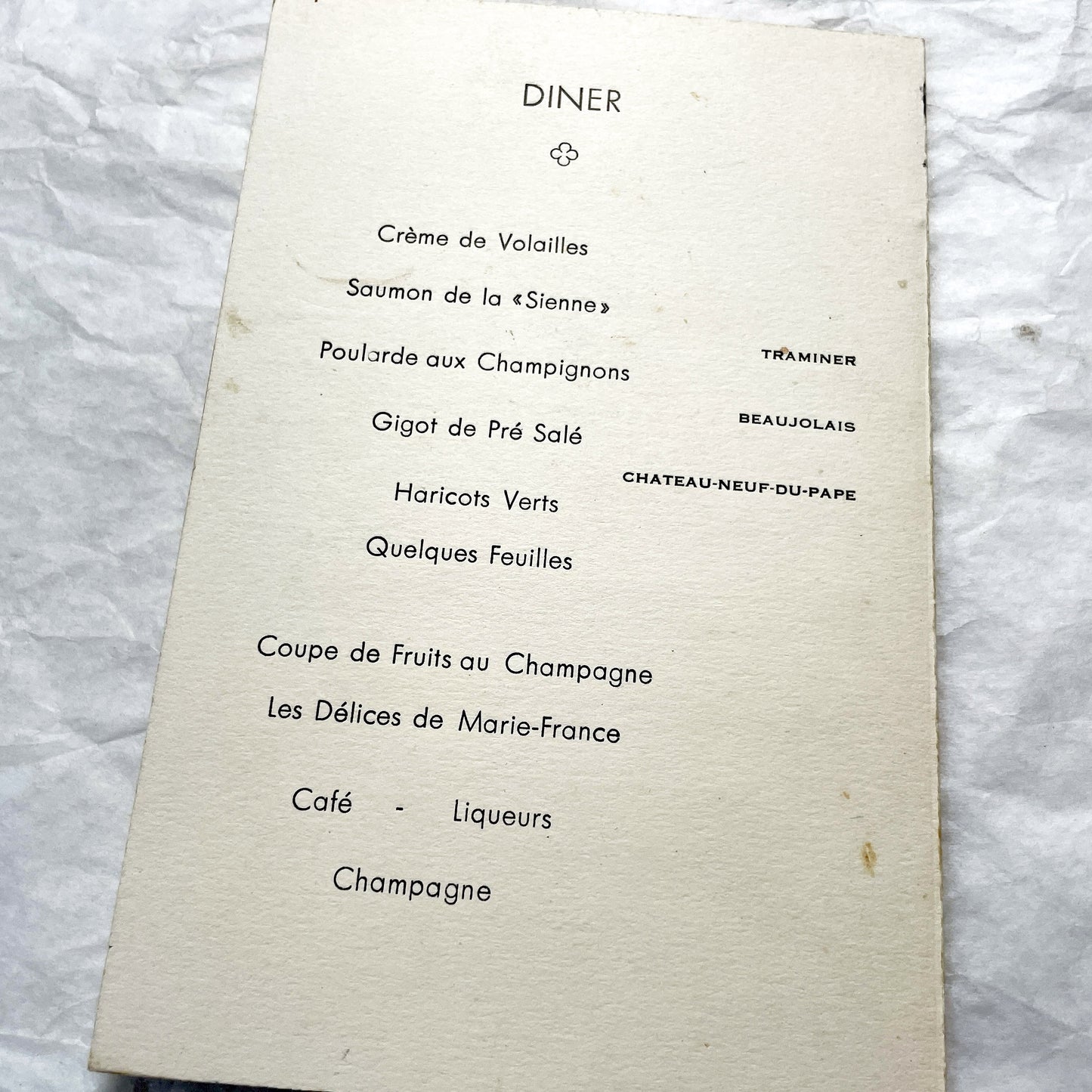1950s - Vintage French First Communion Menu- 1954 - Religious Document - Gourmet Dinner - Lunch Cuisine - Rare Collectible