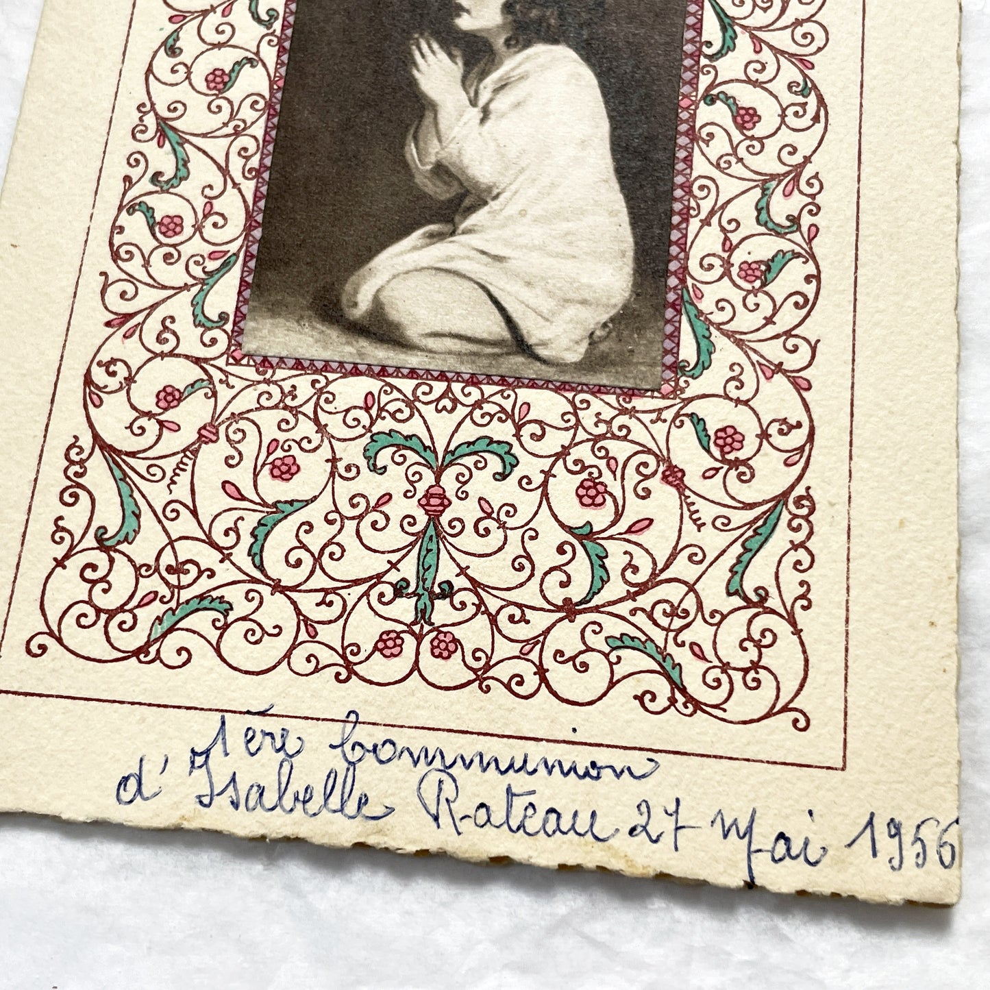 1950s - Vintage French First Communion Card & Celebration Menu - 1956 - Event Ephemera Rare Paper Collectible