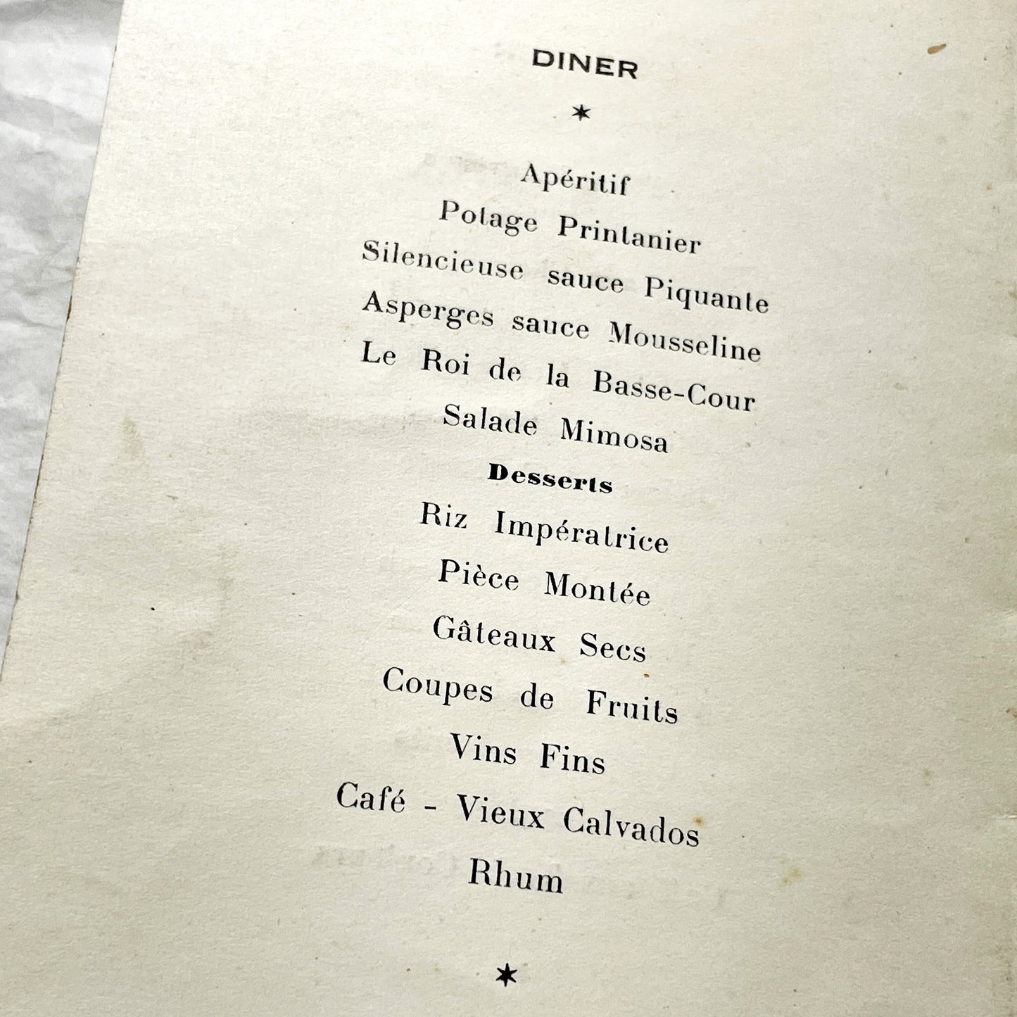 1950s - Two Vintage French Wedding Menus - Collectible Mid-Century Bridal Ephemera - Set of Two Antique Ceremony Documents