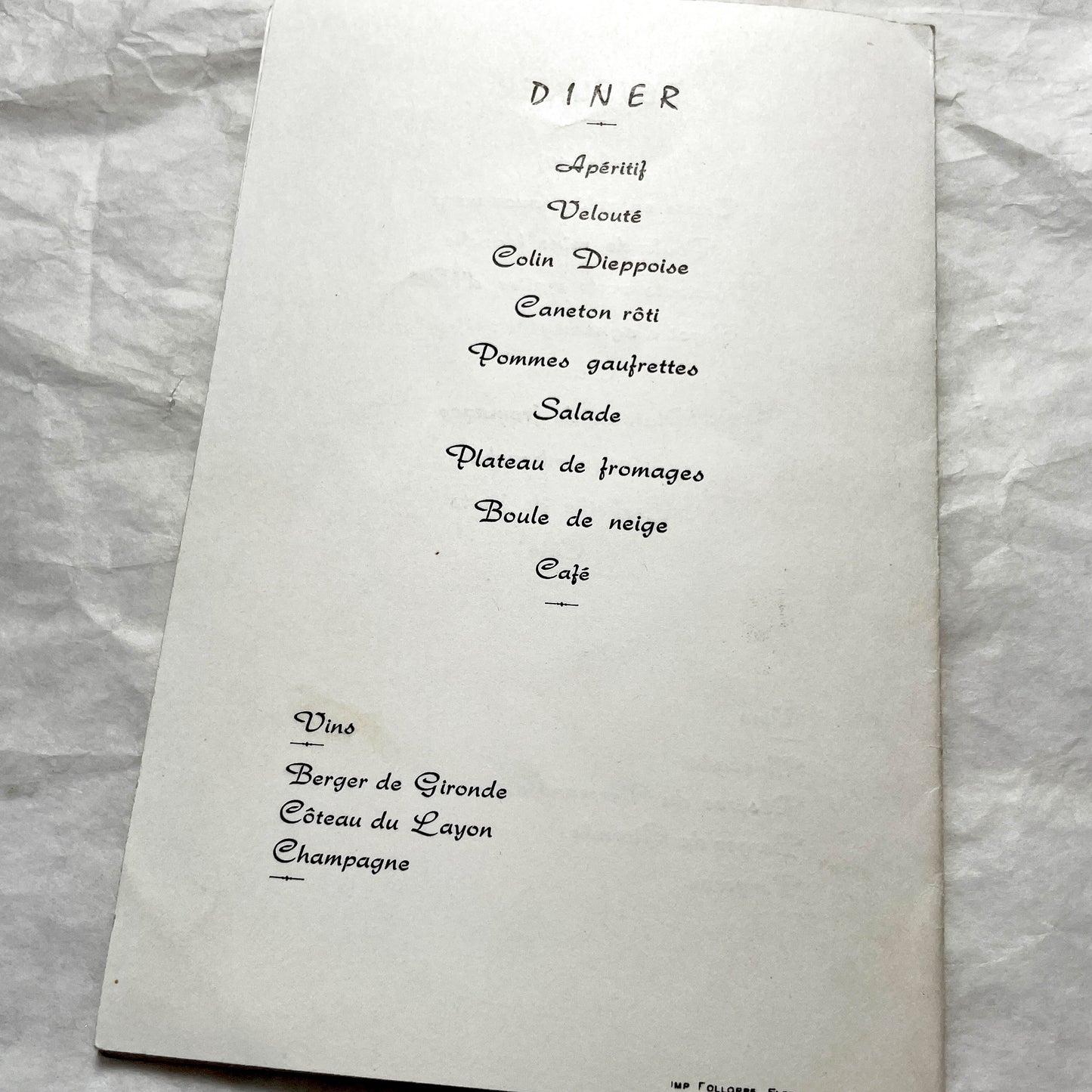 1950s - Authentic French Wedding Menus Pair - Mid-Century Marriage Celebration Ephemera - Collectible Dinner Card Set