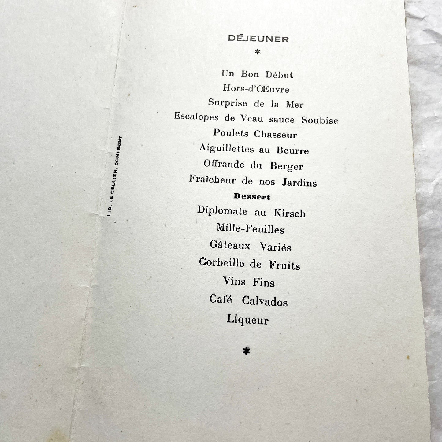 1950s - Two Vintage French Wedding Menus - Marriage - Cherub Ornate Cover - Antique Dinner Lunch Program - Paper Ephemera