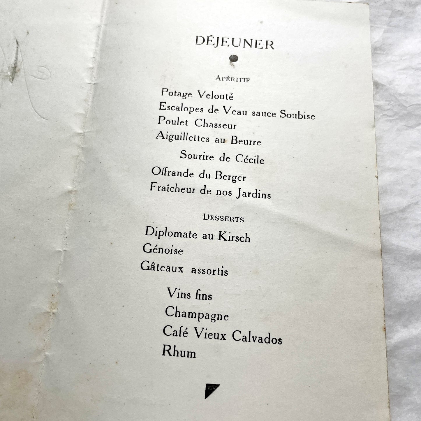 1950s - Two Vintage French Wedding Menus - Marriage - Cherub Ornate Cover - Antique Dinner Lunch Program - Paper Ephemera