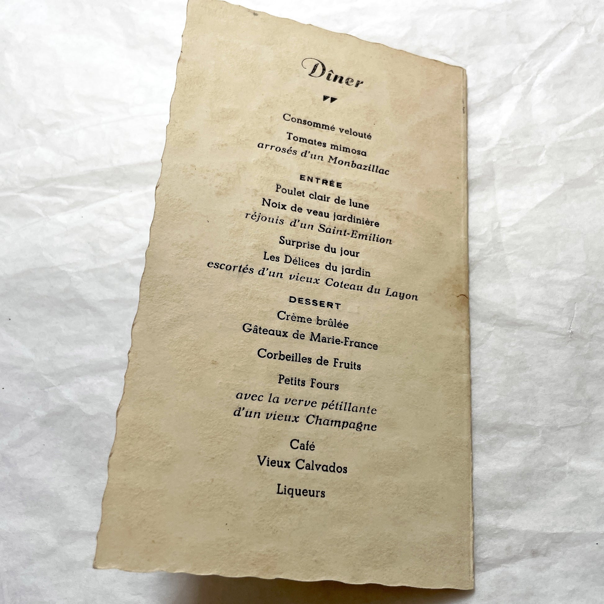 1940s - Vintage French Menu - August 1945 Post-War Marie-France Event Card - Elegant Dinner Lunch Collectible Historic Paper