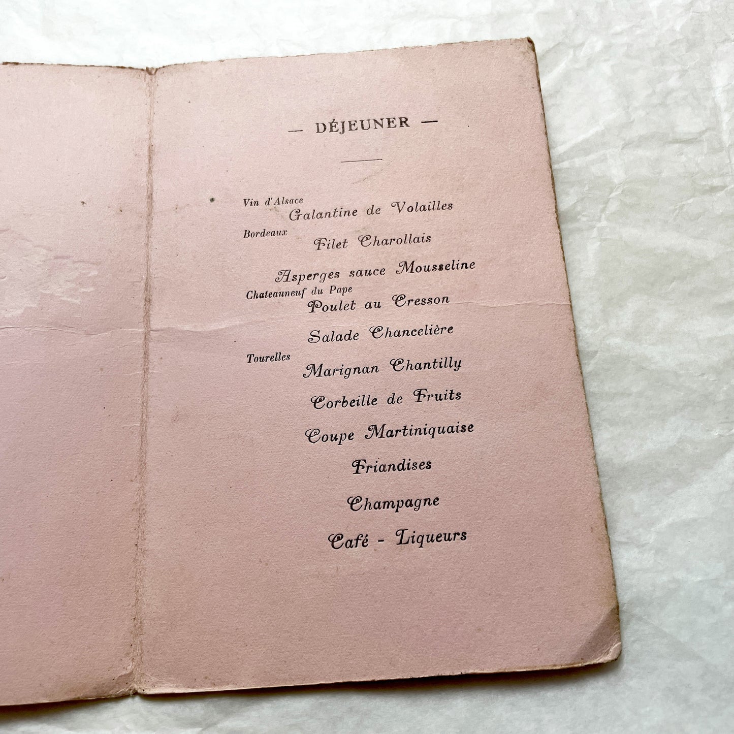 1940s - Vintage French Wedding Menu - 1942 Marriage Program - Historical Paper Ephemera - Robert and Solange Celebration Keepsake