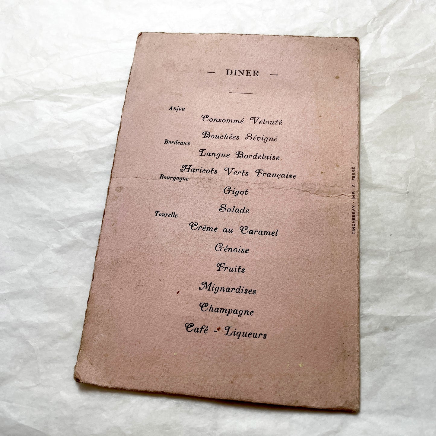 1940s - Vintage French Wedding Menu - 1942 Marriage Program - Historical Paper Ephemera - Robert and Solange Celebration Keepsake
