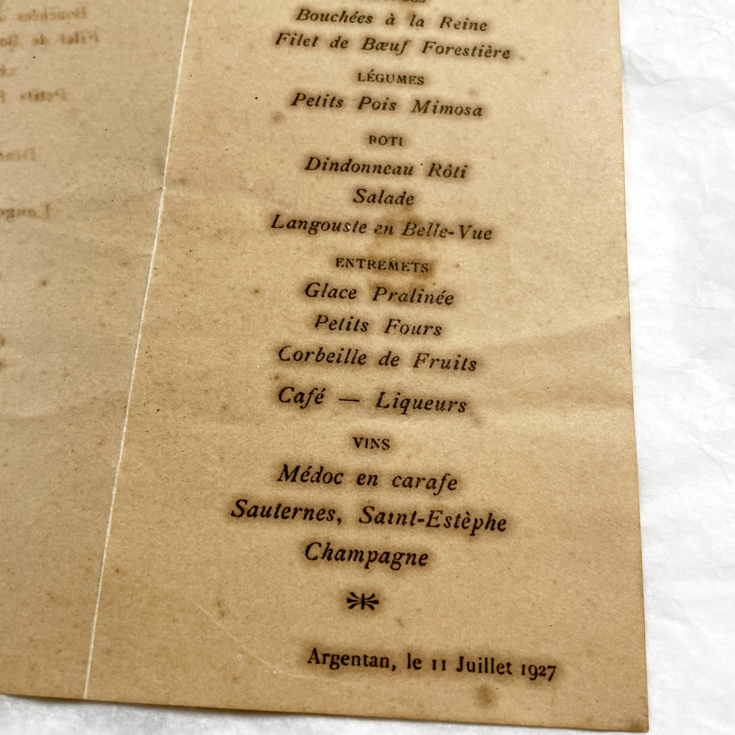 1920s - Vintage French Dinner Menu - Ornate Art Nouveau Floral Design - 1927 Document - Elegant Cuisine - France Collectible