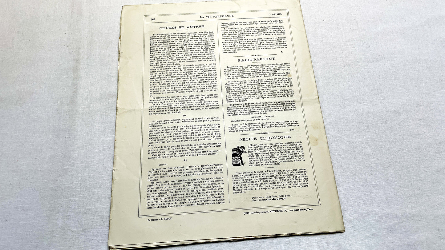 1900s - La Vie Parisienne French Illustrated Magazine - Belle Époque Satirical Journal - Paris Fashion & Art Review