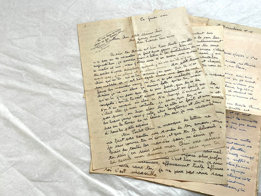 1940s - Vintage French Love Letters - Romantic Correspondence Between Lovers - Handwritten Letters