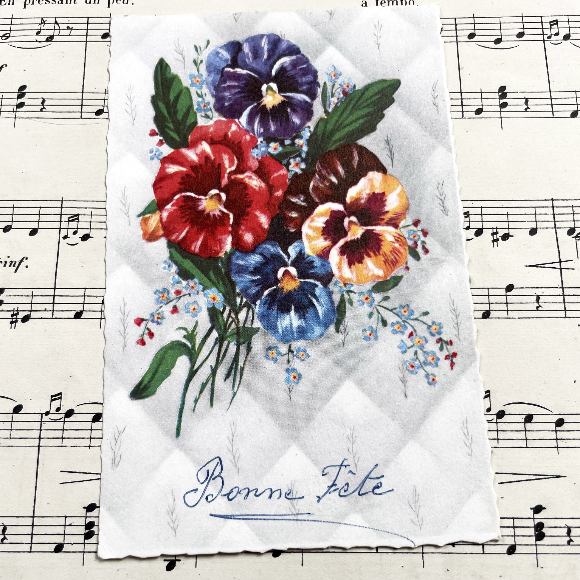 1950s - Three French Flowers Postcards - Sainte Catherine Card - Floral Art Prints - Ephemera Collectible