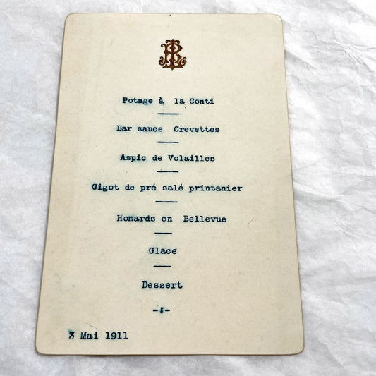 1910s - Vintage French Dinner Menu 1911 - Culinary History - Exquisite Belle Époque Dining Experience - Rare European Ephemera Collectible
