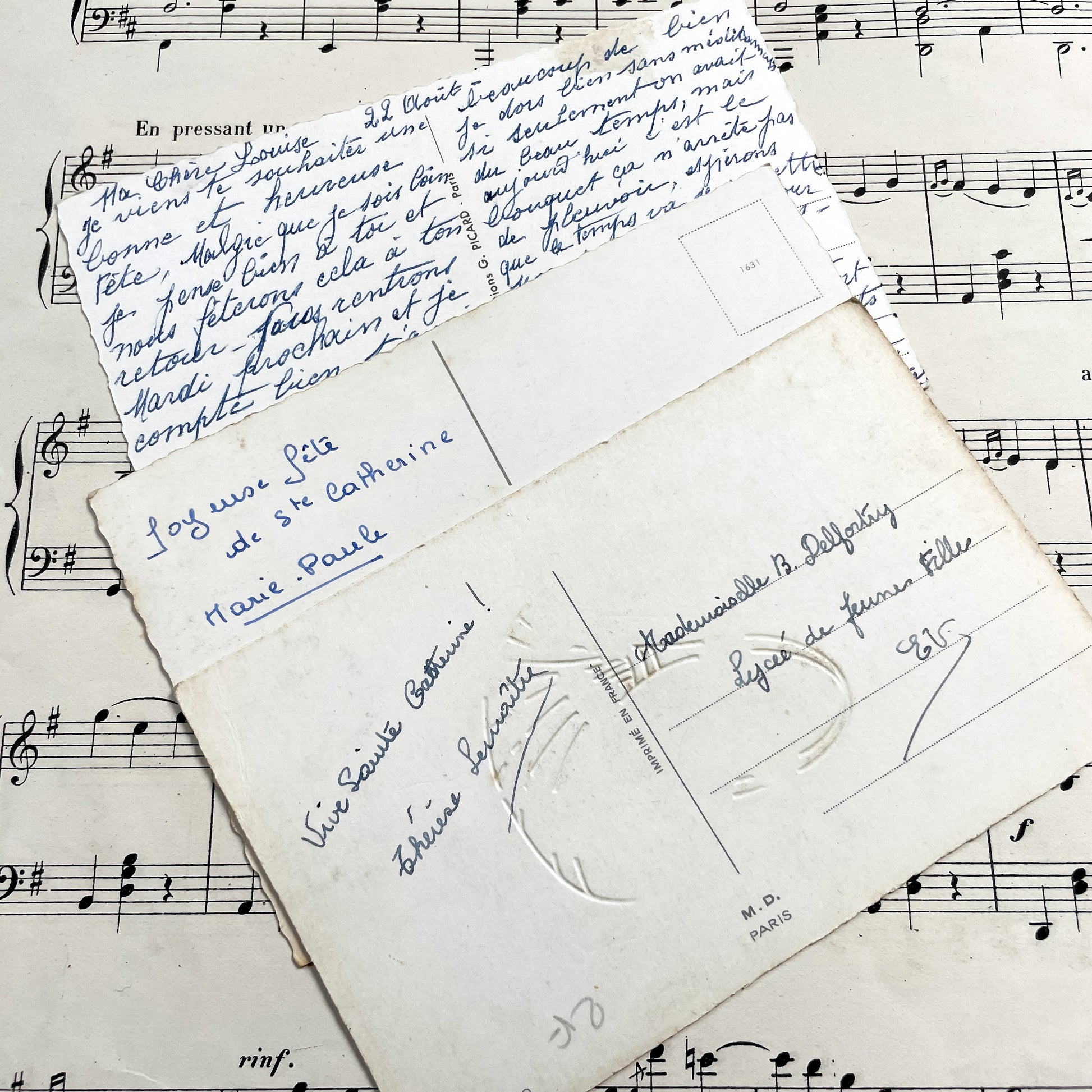 1950s - Three French Flowers Postcards - Sainte Catherine Card - Floral Art Prints - Ephemera Collectible