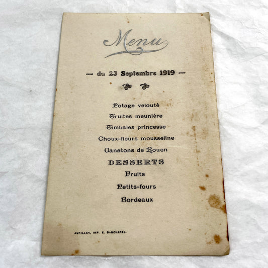 1910s - French Restaurant Menu Card - Fine Dining Experience - Historic Culinary Document - Dinner Program - Vintage Stylz